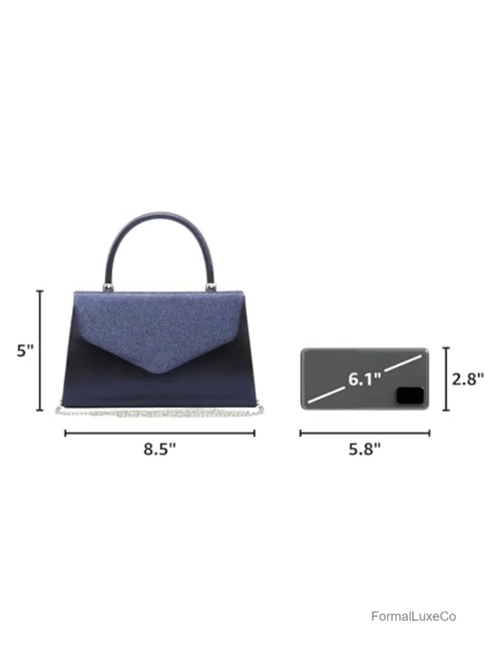 Frosted Glittering Evening Clutch Purse with Detachable Chain Strap